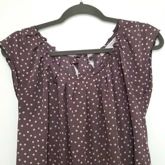 Lauren Conrad Polka Dot Tie In Back Dressy Blouse - Picture 2 of 6